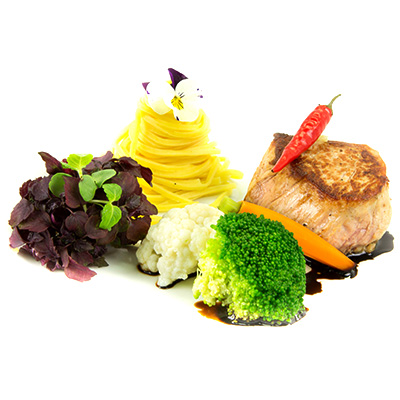 Kalbsfilet mit Nudeln und Gemüse
